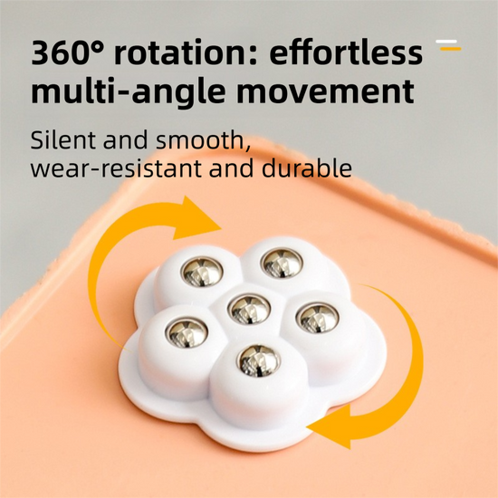 12-Piece Self Adhesive Mini Caster Wheels Set (3 Color x 4 Pack) - 360 Degree Ball Transfer Rollers with 6 Steel Balls, No Drill Furniture Wheels for Storage Boxes and Bins