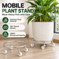 360° Swivel Stainless Steel Plant Caddy with 4 Wheels & 2 Brakes - 26.2cm Round Heavy Duty Mobile Stand, 100kg High Load Capacity for Pots Buckets and Storage
