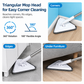 Extendable Triangular Cleaning Mop with 1.2m Stainless Steel Long Handle and 2 Fibre Cloths - 360° Swivel Enlarged Head and Squeegee Edge for Floors, Walls, Glass and Ceilings