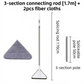 Extendable Triangular Cleaning Mop with 1.7m Stainless Steel Long Handle and 2 Fibre Cloths - 360° Swivel Enlarged Head and Squeegee Edge for Floors, Walls, Glass and Ceilings