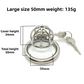 Stainless Steel Male Chastity Cage with 50mm Flat Ring, Lock and 2 Keys - Detachable & Lightweight Metal Chastity Device, Includes Velvet Storage Pouch