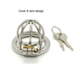 Stainless Steel Male Chastity Cage with 50mm Flat Ring, Lock and 2 Keys - Detachable & Lightweight Metal Chastity Device, Includes Velvet Storage Pouch