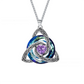 Jun Celtic Knot Heart Shaped Birthstone Necklace for Women - 12 Birth Month Colours Zircon Pendant and Hypoallergenic Stainless Steel Chain with Gift Box
