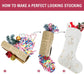 2PCS Large Sequin Plush Christmas Stocking with Gold Embroidered Snowflake Design - 46 x 30 x 18cm Soft White Hanging Gift Bag for Christmas Tree, Fireplace and Holiday Decor
