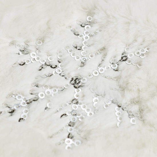 2PCS Large Sequin Plush Christmas Stocking with Silver Embroidered Snowflake Design - 46 x 30 x 18cm Soft White Hanging Gift Bag for Christmas Tree, Fireplace and Holiday Decor
