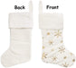 2PCS Large Sequin Plush Christmas Stocking with Silver Embroidered Snowflake Design - 46 x 30 x 18cm Soft White Hanging Gift Bag for Christmas Tree, Fireplace and Holiday Decor