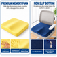 40 x 40CM Pink Ergonomic Memory Foam Seat Cushion with Soft Velvet Cover and Non-Slip Base - Contoured Dual Recess Design for Long Sitting Support & Coccyx Relief