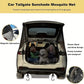 160 x 195CM Car Tailgate Sunshade Mosquito Net with Zipper, Fixed Band / Hooks and Storage Bag - Extra Large Breathable Mesh Rear Hatch Screen for SUV MPV Van Camping & Road Trips