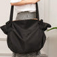 2-in-1 Black Convertible Camping Storage Tote Bag & 100CM Round Fold-Out Picnic Mat - Oxford Cloth Travel Shoulder Bag with Extra Large Storage and Quick Release Velcro Design