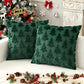 Green Christmas Tree Pillow Covers 2 Packs - Soft Faux Fur Jacquard Throw Cushion Covers 45 x 45cm
