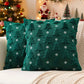Green Christmas Tree Snowflower Pillow Covers 2 Packs - Soft Faux Fur Jacquard Throw Cushion Covers 45 x 45cm