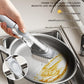 Grey Long Handle Liquid Dispensing Dish Brush（1 brush head+1 sponge brush head） - TPR and PP Construction - Press Button Soap Release,  Non Slip Grip, Kitchen Pot Pan Sink Cleaning Tool