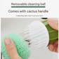 Cactus-shaped nano cleaning brush set with 3 pack green replacement heads and Yellow storage box - PP Material, Non-Scratch Design, Multi-Purpose Kitchen Scrubber for Pots, Pans and Dishes - Space Saving Storage, Easy Grip Ergonomic Shape