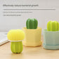 Cactus-shaped nano cleaning brush set with 3 pack yellow replacement heads and Green storage box - PP Material, Non-Scratch Design, Multi-Purpose Kitchen Scrubber for Pots, Pans and Dishes - Space Saving Storage, Easy Grip Ergonomic Shape