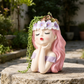 Girl Resin Planter Pot - 17 cm Decorative Flower Crown Face Planter, Creative Succulent Plant Pot for Home, Garden, Balcony and Desktop Decor