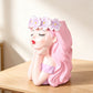 Girl Resin Planter Pot - 17 cm Decorative Flower Crown Face Planter, Creative Succulent Plant Pot for Home, Garden, Balcony and Desktop Decor