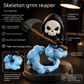 Cute Grim Reaper Figurine - 3D Printed Skeleton Display Model with Scythe and Floating Cloud Base, Halloween Desk Decor and Novelty Gift