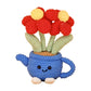 Handmade Crochet Flower Pot - Blue Watering Can Planter with Cute Flowers and Leaves, Knitted Artificial Floral Ornament for Home Office Desk Decor and Gift