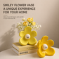 Cute Smiley Flower Ceramic Vase (Purple)- Glossy Floral Shaped Decorative Vase, Modern Tabletop Ornament for Living Room, Entryway, Bedroom and Home Decor