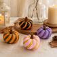 2 Pack 3D Printed Spiral Pumpkin Decoration - Orange and Dark Green Twisted Rib Design, Lightweight Halloween Tabletop Ornament for Autumn Home and Party Decor