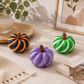 2 Pack 3D Printed Spiral Pumpkin Decoration - Orange and Dark Green Twisted Rib Design, Lightweight Halloween Tabletop Ornament for Autumn Home and Party Decor