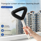 Triangular Window Screen Cleaner Brush - 32cm Long Handle Durable Bristles for Window Tracks, Blinds, Screens and Tight Gaps