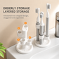 2 PCS 360 Rotating Toothbrush Holder - Vertical Layered Storage Stand with Anti Slip Base for Electric Toothbrushes and Bathroom Sink Countertop Organiser