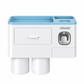 Blue Wall-Mounted Bathroom Organizer with Automatic Toothpaste Dispenser - Includes 2 Magnetic Rinse Cups, Storage Drawer & Toothbrush Holder