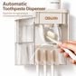 Pink Wall-Mounted Bathroom Organizer with Automatic Toothpaste Dispenser - Includes 2 Magnetic Rinse Cups, Storage Drawer & Toothbrush Holder