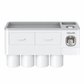 Gray Wall-Mounted Bathroom Organizer with 4 Magnetic Cups - Automatic Toothpaste Dispenser, No-Drill Wall Shelf for Families