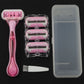 Pink 3 Blade Manual Razor - Stainless Steel Blades with Anti Slip Handle and Protective Cap - Reusable Shaving Razor for Everyday Hair Removal