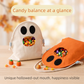 White Halloween Trick or Treat Bag - Ghost Shaped Canvas Crossbody Tote - Reusable Gift Sack for Party Favors and Seasonal Home Decoration
