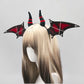 Halloween Bat Wing Devil Horn Headband - Black Red Gothic Vampire Cosplay Hair Accessory, Bendable Demon Aliceband for Parties, Dress Up and Comic Con