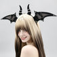 Halloween Bat Wing Devil Horn Headband - Black Gothic Vampire Cosplay Hair Accessory, Bendable Demon Aliceband for Parties, Dress Up and Comic Con