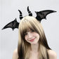 Halloween Bat Wing Devil Horn Headband - Black Gothic Vampire Cosplay Hair Accessory, Bendable Demon Aliceband for Parties, Dress Up and Comic Con