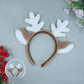 Christmas Reindeer Antler Headband - Brown and White Plush Deer Ear Hair Accessory for Festive Parties, Cosplay, Holiday Dress Up and Photos