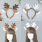 Christmas Reindeer Antler Headband - Brown and White Plush Deer Ear Hair Accessory for Festive Parties, Cosplay, Holiday Dress Up and Photos