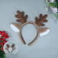Christmas Reindeer Antler Headband - Brown Plush Deer Ear Hair Accessory for Festive Parties, Cosplay, Holiday Dress Up and Photos