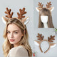 Christmas Reindeer Antler Headband - Brown Plush Deer Ear Hair Accessory for Festive Parties, Cosplay, Holiday Dress Up and Photos