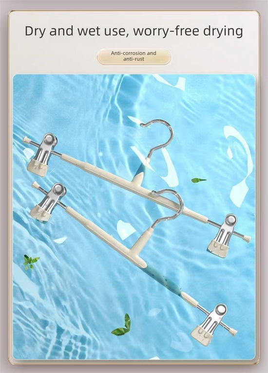 Creamy white Adjustable Pants Hangers 10 Pack - 31 cm Metal Clip Hangers with Non Slip Soft Grip Clips, Space Saving Wardrobe Organisers for Trousers, Skirts and Shorts