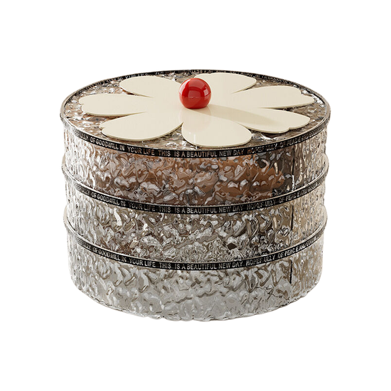 Flower shaped grid with lid dried fruit box, three-layer transparent gray