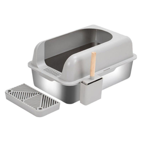 Dark grey stainless steel cat litter box 61cm * 19cm * 19cm