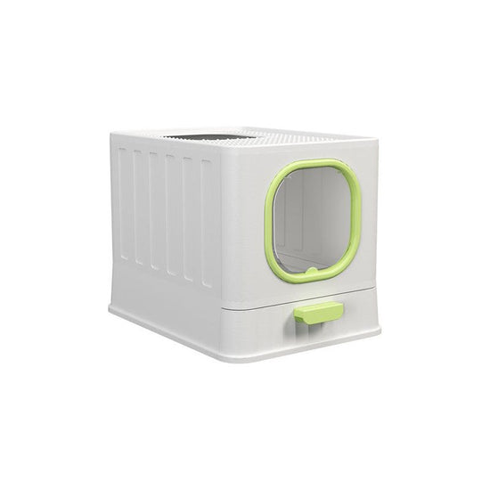 Plastic folding fully enclosed cat litter box green 38 * 51 * 39CM