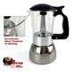 Borosilicate Glass Stainless Steel Moka Pot Coffee Maker Italian Espresso 6Cups