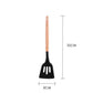 3 Pcs Beechwood & Silicone Kitchen Cooking Utensils Set - Turner/Spoon/Slotted Turner  - Charcoal