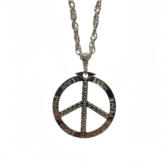 Silver Peace sign Necklace, Bling Chain ,Fancy Dress
