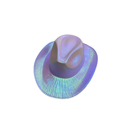 Holographic Cowboy Party Hat (Adult Size) - Pink