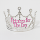 Princess for the Day Tiara – Silver Rhinestone Crown with Pink Lettering - Silver