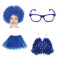 School house carnival colour celebrates kit Wig Glasses Tutus and Pom Poms - Blue