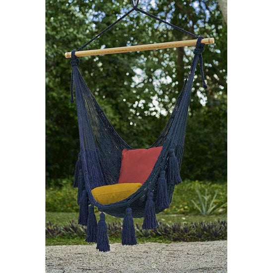 Deluxe Extra Large Mexican Hammock Chair in Outdoor Cotton Colour Blue